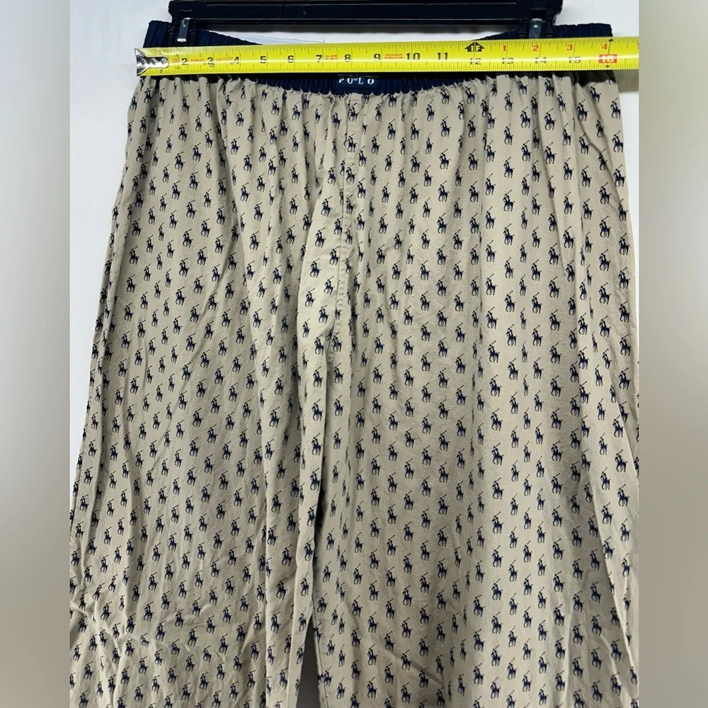 Polo Ralph Lauren Pajama Pants Tan Sleepwear Mens‎ Size L All Over Pony Print